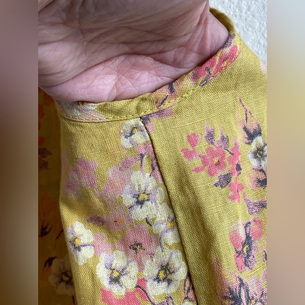 Bellambra Floral Dress in Mustard Yellow with Side Shoulder Tie - Picture 7 of 9